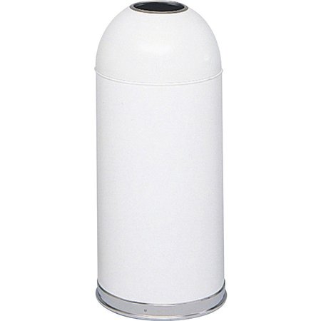 SAFCO 15 gal Open Top Dome Waste Receptacle, White, Stainless Steel SAF9639WH